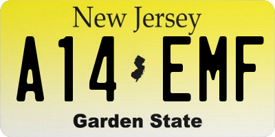NJ license plate A14EMF