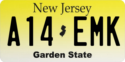 NJ license plate A14EMK