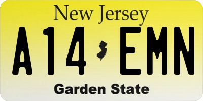 NJ license plate A14EMN
