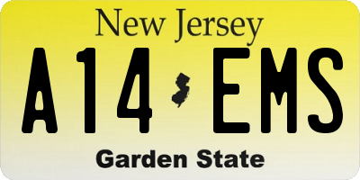 NJ license plate A14EMS