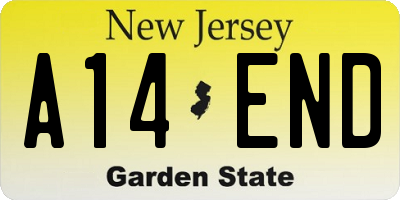 NJ license plate A14END