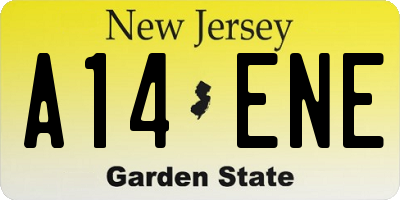 NJ license plate A14ENE
