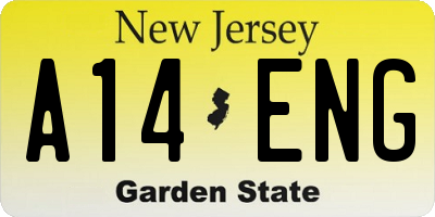 NJ license plate A14ENG