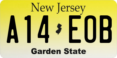 NJ license plate A14EOB