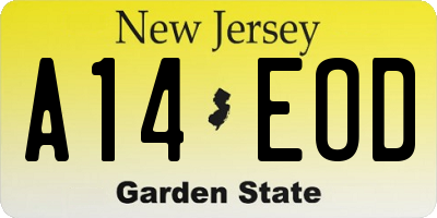 NJ license plate A14EOD