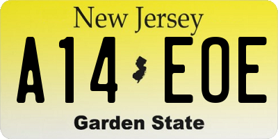NJ license plate A14EOE