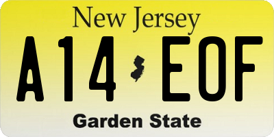 NJ license plate A14EOF
