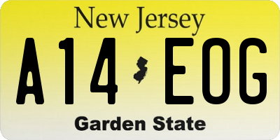 NJ license plate A14EOG