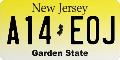 NJ license plate A14EOJ