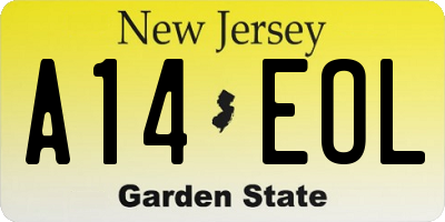NJ license plate A14EOL