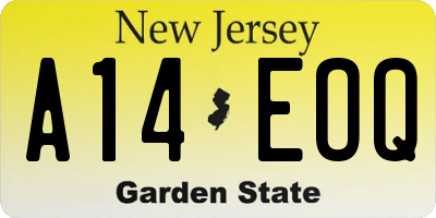 NJ license plate A14EOQ