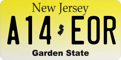 NJ license plate A14EOR