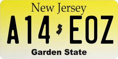NJ license plate A14EOZ