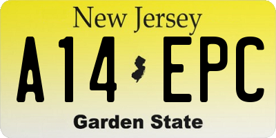 NJ license plate A14EPC
