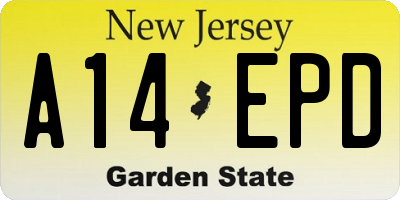 NJ license plate A14EPD