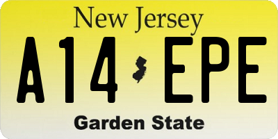 NJ license plate A14EPE