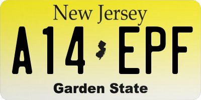 NJ license plate A14EPF