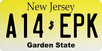 NJ license plate A14EPK