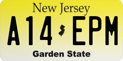 NJ license plate A14EPM