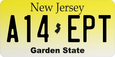 NJ license plate A14EPT