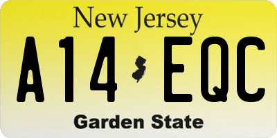 NJ license plate A14EQC