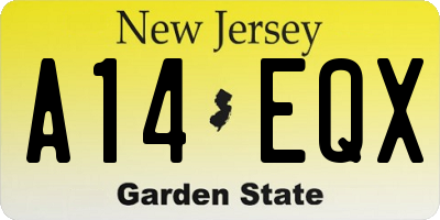 NJ license plate A14EQX