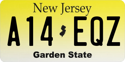 NJ license plate A14EQZ