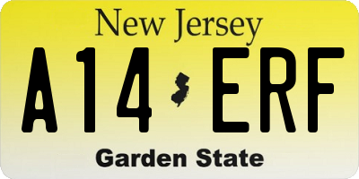 NJ license plate A14ERF