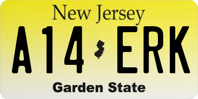 NJ license plate A14ERK
