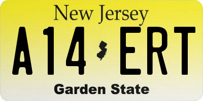NJ license plate A14ERT