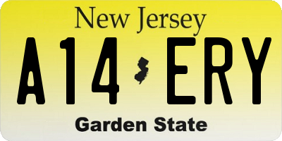 NJ license plate A14ERY