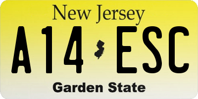 NJ license plate A14ESC