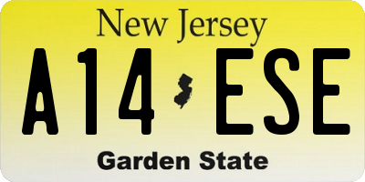 NJ license plate A14ESE