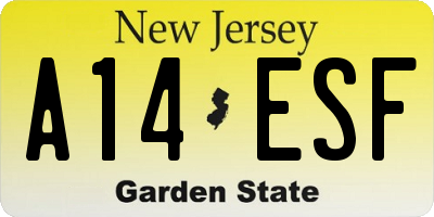 NJ license plate A14ESF