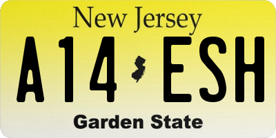NJ license plate A14ESH
