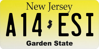 NJ license plate A14ESI