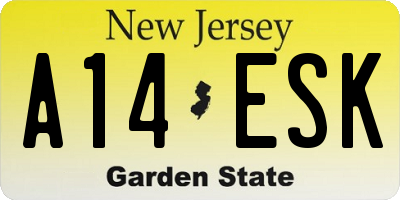 NJ license plate A14ESK