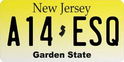 NJ license plate A14ESQ