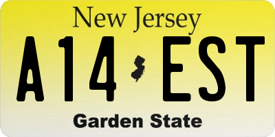 NJ license plate A14EST