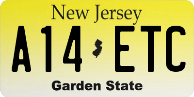 NJ license plate A14ETC