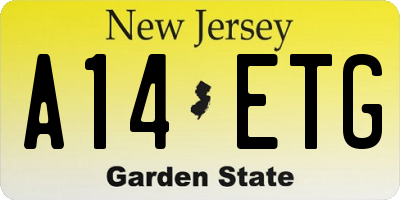 NJ license plate A14ETG