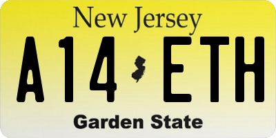 NJ license plate A14ETH
