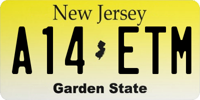 NJ license plate A14ETM