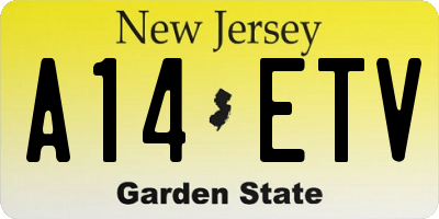NJ license plate A14ETV