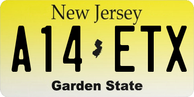 NJ license plate A14ETX