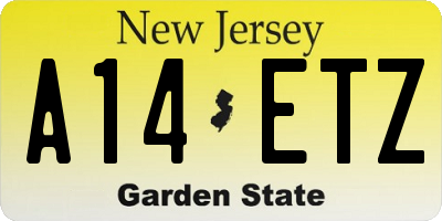 NJ license plate A14ETZ