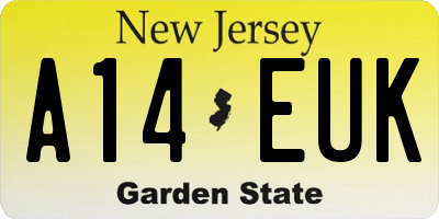 NJ license plate A14EUK
