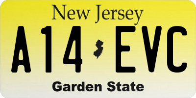 NJ license plate A14EVC