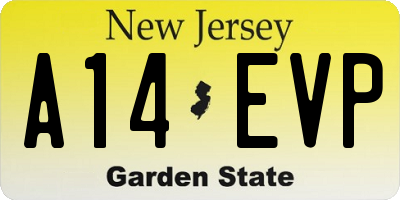 NJ license plate A14EVP