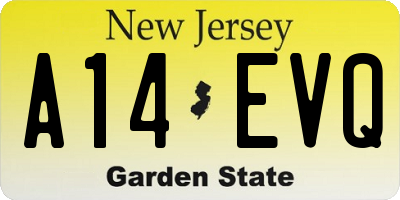 NJ license plate A14EVQ